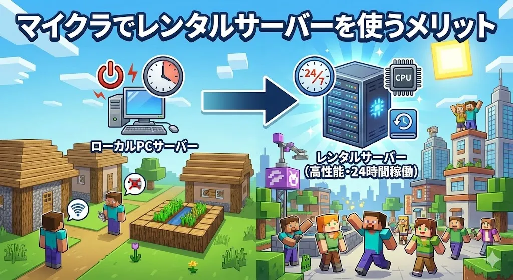 マイクラでレンタルサーバーを使うメリット