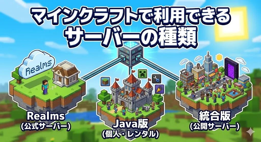マインクラフトで利用できるサーバーの種類
