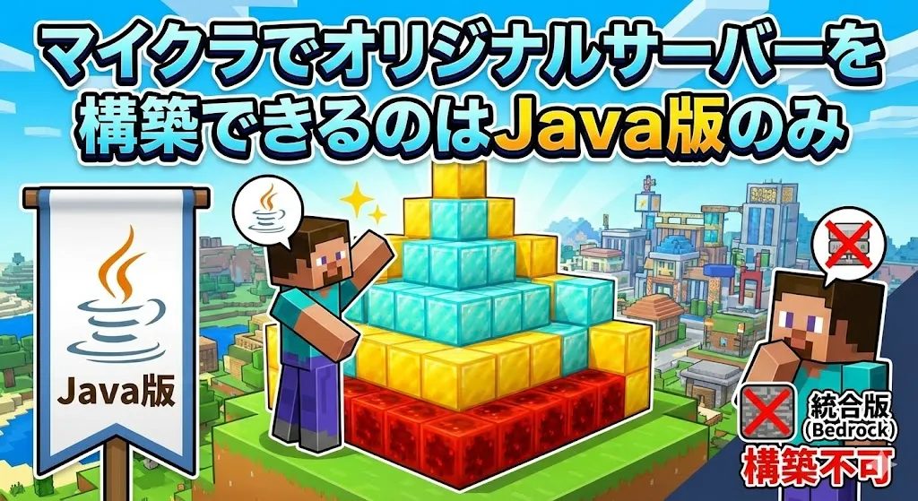マイクラでオリジナルサーバーを構築できるのはJava版のみ